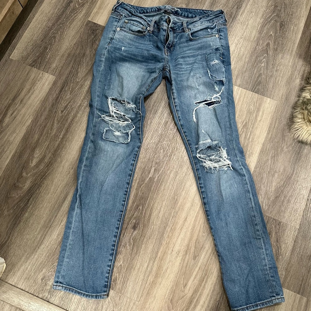 American Eagle Outfitters Ripped Blue Skinny Jeans